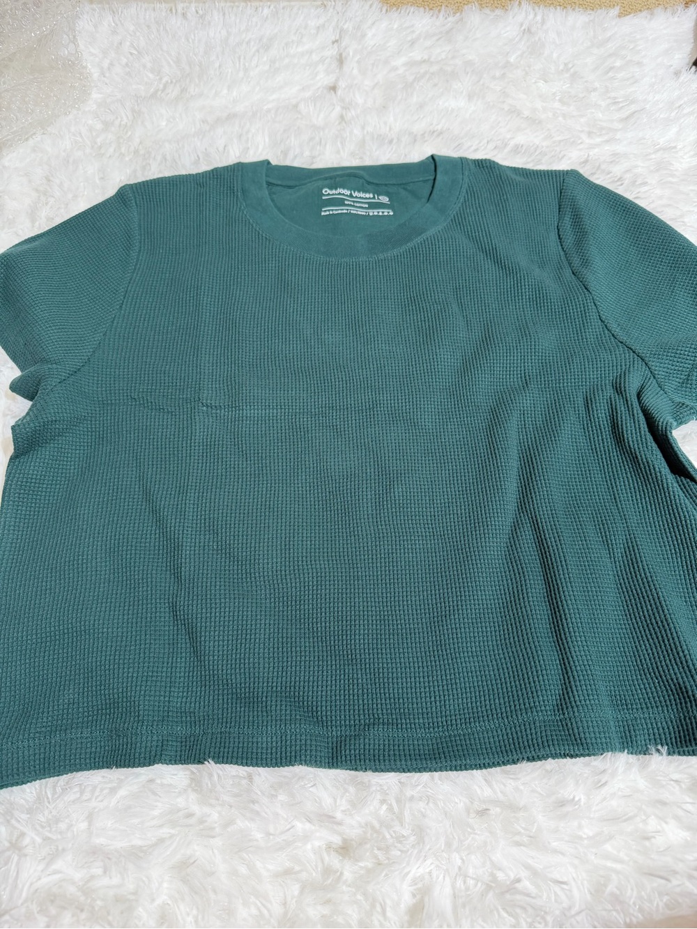 NWT Outdoor Voices XXXL Deep Teal Waffle Short Sleeve Top Tshirt shirt green